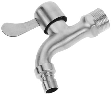 HOMSFOU Edelstahl Waschmaschinenarmatur Wandmontage Schnellöffnung Wasserhahn Frostschutz Küchen Und Gartenzubehör