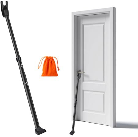 MIGUBIGU Barre de Sécurité Porte, Réglable de 59-123 cm, Barre Securite Fenetre, Barre Anti Effraction Porte, Fenêtres ou Portes Coulissantes pour Appartements, Chambres d'Hôtel et Maisons, Noir