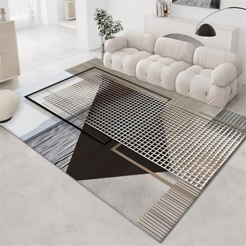 RUGMRZ Teppich Esstisch 80X160Cm Jungen Jugendzimmer 22 Deko Zimmer Teenager Wohnzimmer Weich Dreidimensionale Linien Einfaches Schmutzabweisend Pflegeleicht Schwarz Grau