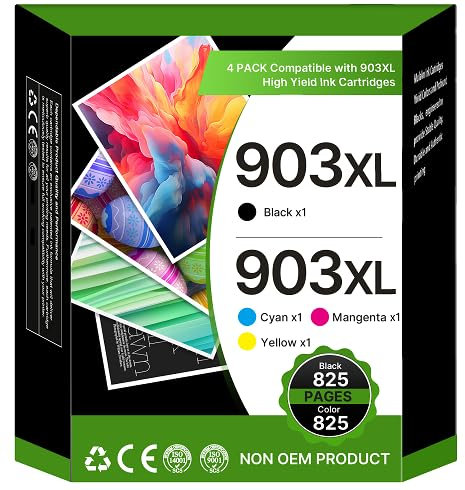 903 Druckerpatronen 903XL für HP 903 XL Multipack Kompatibel für HP Officejet 6950 Druckerpatronen für HP Officejet Pro 6970 Patronen Officejet Pro 6960 (Schwarz Cyan Magenta Gelb, 4er-Pack)