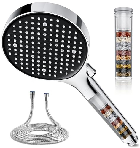 Magichome Duschkopf mit Schlauch, Duschkopf mit Filter in 25 Schichten | Hochdruck Handbrause 6 Strahlarten,Wassersparend Duschbrause mit Filtration für Hartes Wasser,Rest-Chlor,Bakterien