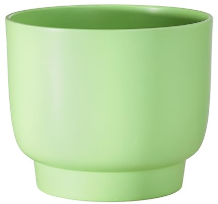 Dehner Übertopf Ari, Indoor Blumentopf, Ø außen 22.7 cm/innen 21.7 cm, Höhe 19 cm, Keramik matt, hellgrün