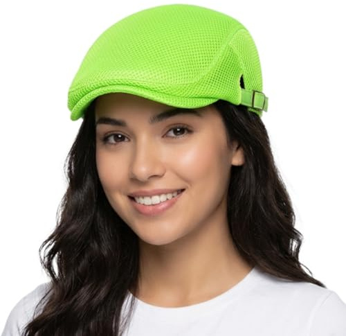 HIQIU Unisex Schirmmütze Baskenmütze Atmungsaktiv Mesh, Flatcap Herren Sommer Dünn Gatsby Newsboy Barett Cap, Schiebermütze Herren Sommer Sport Mütze Einstellbar 55-60 cm