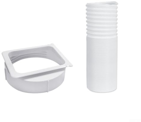 Air Conditioning Window Seal Kit | 5.9ft Extendable AC Vent Kit with 15cm Adapter for Midea, Heat-Resistant PP & ABS Pipe, White