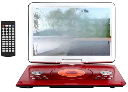 Mobile DVD Player, 22 Inch Portable DVD Player Speaker HD 1280x800P Video Game Machine Old Man Mobile Music Singing With TV MP3 MP4 Rotatable Red high resolution