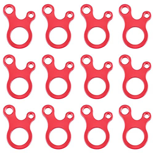 TRIWONDER Aluminiumlegierung Guyline Zeltleinenspanner Zeltzubehör Cord Adjuster Zelt Spanner Seil Teller Seilspanner für Zelt Wandern Camping (Rot (Schneckenform) - 12 Stück)