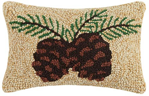 Peking Handicraft 30JSS800C12OB Pine Cone Hook Pillow, 8x12 Hook Pillow