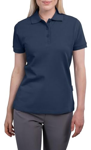 HRM Premium Damen Heavy Polo - Navy, Gr. XL - 100% Baumwolle, Bis 60°C Waschbar - Hochwertiges & Nachhaltiges Polohemd - Workwear