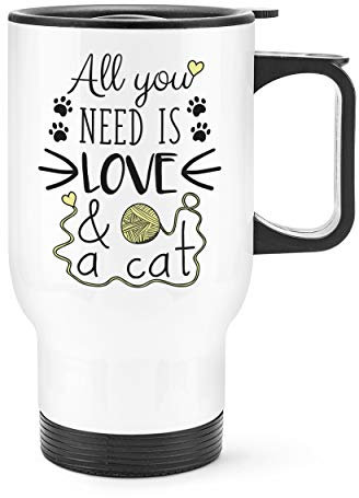 All You Need is Love and A Cat Travel Mug Cup with Handle