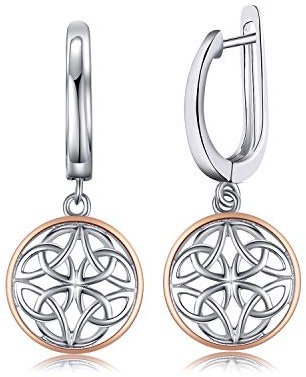 JewelryPalace Hollow Celtic Knots Tropfenohrringe Zweifarbige Beschichtung 925 Sterling Silber