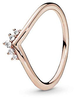 Pandora Tiara Wishbone 14k rose gold-plated ring with clear cubic zirconia, 56