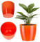 KADAX Flowerpot, fioriera, secchio di fiori rotondi in plastica, pentola opaca per cactus, felci, trama luccicante per balcone, appartamento e terrazza (⌀ 16 cm, giallo)