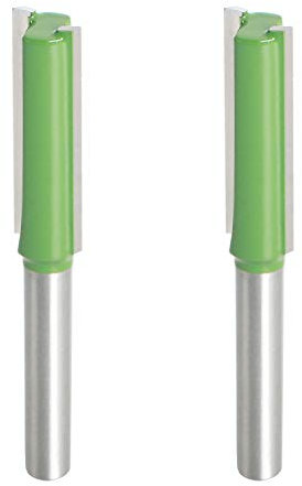 Aopin Fraise à défoncer 10 mm de diamètre - Tige de 6 mm de diamètre - Double cannelure droite en carbure pour le travail du bois - Outil de fraisage - Vert et argenté - 2 pièces