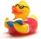 Duckshop I Badeente Bücherwurm I Quietscheente I L: 8,5 cm I inkl. Quietscheentchen-Schlüsselanhänger im Set I Geschenk Nerds I Präsent Sammler
