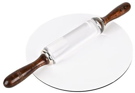 ROLLYWARE Roti-Roller/Chakla/Chapati-Maker mit weißem schwerem Boden, Chakla mit stilvollem Kristall Belan der Teig – werten Sie Ihr Backen auf – antihaftbeschichtet und keine Wartung – [Chakla +