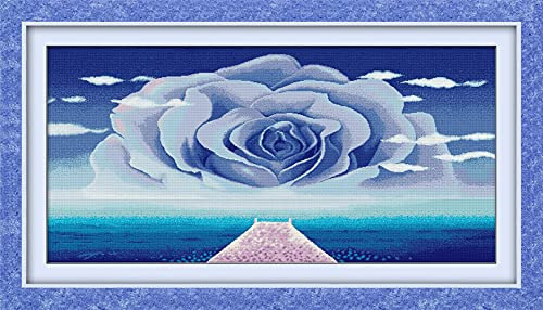 Amiiba Kreuzstich-Set mit Prägung, XXX DIY 11CT XXX Zoll (Rose)