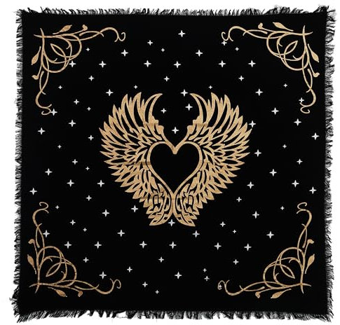 Indian Consigners Engelsflügel Altar Tuch Hexerei Hexerei Tischdecke Ändern Heilig Tischtuch Spirituell Buchstabieren Hexe Tarot-Spread 24 (Engel Flügel Gold Silber)