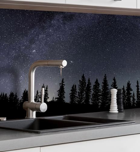 MyMaxxi Küchenrückwand Folie selbstklebend matt - einfache Montage ohne Bohren 0,4mm stark Versteift - Motiv Sternenhimmel - 60cm hoch - Spritzschutz Küche Klebefolie - Sterne Nachthimmel 340 x 60cm