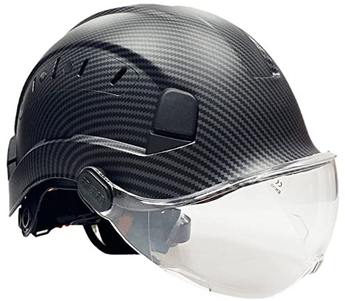 LINGOSHUN Casque de Protection avec Lunettes Casque de Sécurité Industriel Réglable pour la Construction et l'escalade,Protection de Tête/B / 1 PCS