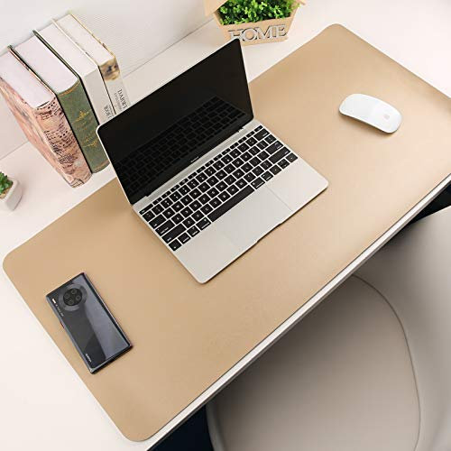 Paramount City wasserdichte Schreibtischunterlage, Büro-Laptop-Schreibtischunterlage, Schreibtischunterlage-Schutz aus PU-Leder Schreibtisch-Schreibblock(Gold+Grau,120 x 60 cm)