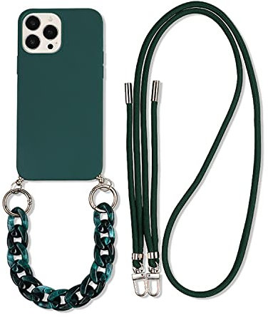 Rokmym Coque chaîne de téléphone Compatible avec iPhone 12 Mini TPU étui pour téléphone 3 en 1 Bracelet Lanyard Coque en Silicone Souple avec dragonne Tendance Coque pour iPhone 12 Mini