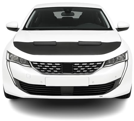 OMAC Haubenbra Halb für Peugeot 508 2018-2025 Vinyl Schwarz | Steinschlagschutz, fahrzeugspezifisches Design, Car Bonnet Bra