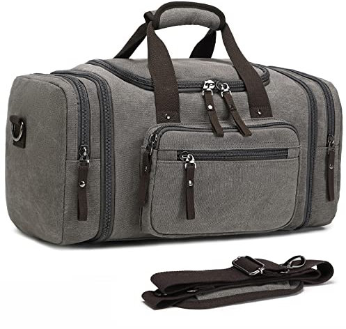 Reisetasche aus Segeltuch, 63 cm, wasserdicht, Wochenend-Fitnessstudio, erweiterbar, enthält 50 l tägliche Einzelteile, Kaffee, Travel Bag, Reisetasche