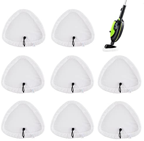 Sgizoku 8PCS Universal Triangular Steam Mop Pads Compatible with H2O Steam Cleaners:for H20 HD/X5 Microfiber Cloths Covers Replacement for Vax/Viledas/Russell Cleaning Mop Pad Washable Reusable
