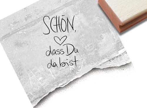 Stempel Schön, dass Du da bist - Textstempel Spruch Karten Geschenkanhänger Valentinstag Hochzeit Gastgeschenk Tischdeko Scrapbook - zAcheR-fineT (groß ca. 24 x 38 mm)