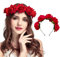 duoyif Rote Rose Haarband Rose Blume Stirnband, Blumen Krone Kopfschmuck Rose Haarschmuck Garland Stirnband, Rose Blume Stirnband FüR Karneval Halloween Cocktailparty Hochzeit Geburtstag Weihnachten
