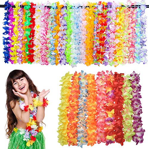 100 Pezzi Ghirlanda Hawaiana Collana Tropicale, Ghirlande Hawaii Hula Multicolori Hawaiani Leis Ghirlande per Decorazioni Feste Tropicali Spiaggia Hawaiane (100 pezzi)