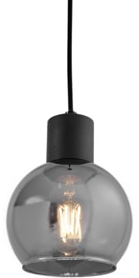 Qazqa Art Déco Lámpara colgante Art Déco negra con cristal ahumado - Vidro/Acero Redonda Adecuado para LED Max. 1 x 25 Watt