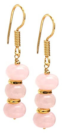 Gempires Pink Rose Quartz Rondelle Beads Crystal Earrings For Women Gemstone Lightweight Hypoallegenic Jewelry Everyday Wear Fashion Jewelry