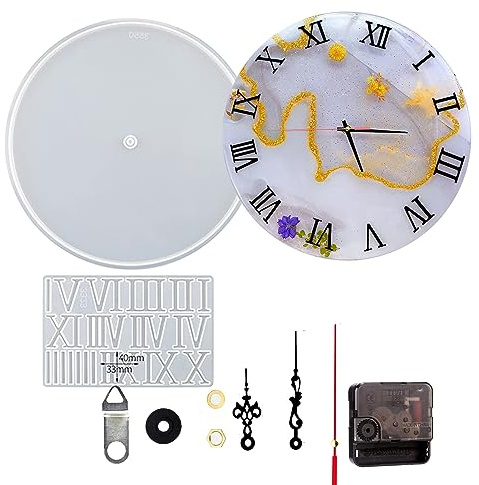 Harz-Uhrformen, 25,4 cm/35,6 cm, römische Ziffern, Uhr, Silikonform mit Mechanismus, Harz-Uhr, Epoxid-Gussformen für DIY-Schmuck, Kunst, Handwerk, Heimdekoration, Geschenk, Wandbehang, Ornamente