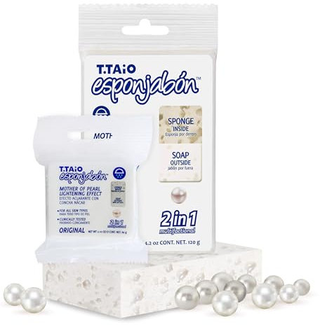 EsponJabón – Esponja + Jabón 2 en 1 con Pearl – Efecto Iluminador – Unisex – Para Todo Tipo de Piel – Pack Mini + Normal – 180g