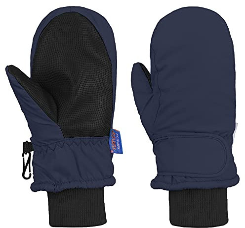 Durio Skihandschuhe für Kinder und Kleinkinder Wasserdicht Handschuhe Warme Fäustlinge Handschuhe Für Kinder von 1 bis 6 Jahren Schwarzblau S(Geeignet für 2 bis 4 Jahre)