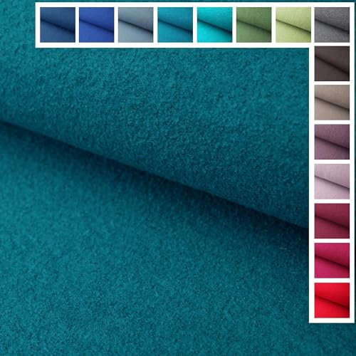 Premium Walkloden Walkstoff Kochwolle - 100% Wolle, Stoffe, Trachtenstoff, Meterware ab 25 cm Länge - Farbe Petrol