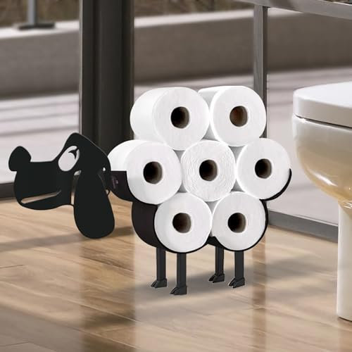 Wigag Hunde-Toilettenpapierhalter für zusätzliche 8 Rollen, wandmontierte dekorative Toilettenpapieraufbewahrung, Bauernhaus-Badezimmer, einzigartige Dekoration, freistehendes Zubehör
