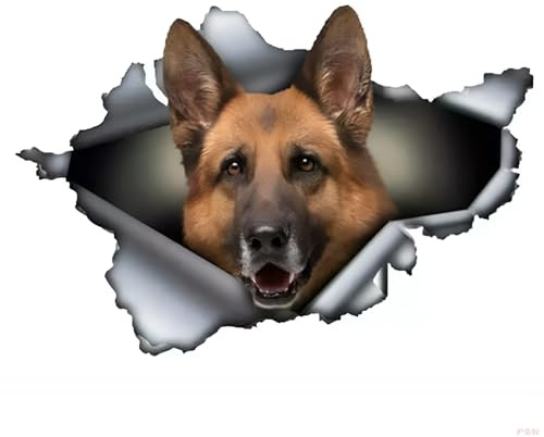 TIZIKJ Autoaufkleber 15cm Deutscher Schäferhund 3D Zerrissen Aufkleber Reflektierende Wasserfester Aufkleber Stoßstange Heckscheibe Dekor D2003