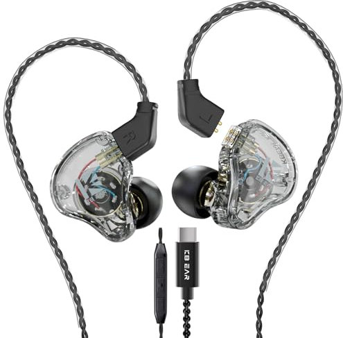 Yinyoo KBEAR KS1 Casque USB C avec son cristallin pour Samsung Galaxy S23 S22 S21 S20 Ultra, écouteurs de type C avec microphone contrôle du volume pour chanteurs musiciens