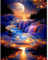 DCIDBEI Square Diamond Painting Mond Landschaft 40x50 cm - Leuchtend im Dunkeln, Vollmond, Wasserfall, Universum - Eckige Steine Landschaft