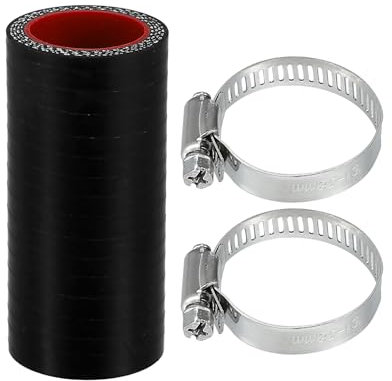 X AUTOHAUX 1 juego de manguera de silicona para coche de 25 mm de diámetro interior de 76 mm de longitud, 0 grados, color negro y rojo, manguera de refrigerante universal