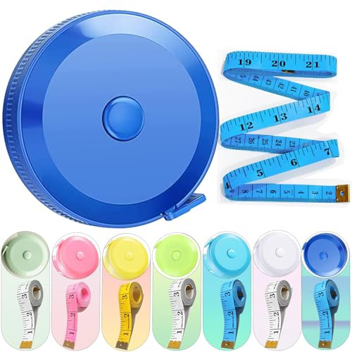 2 Pcs Fabric Tape Measure Set - Retractable and Soft Body Measuring Tools (150cm/60in), Ideal for Sewing, Fabric, Tailors, Clothes, Waist, Bra (Blue)
