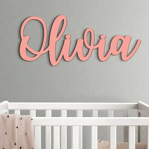 Prénom Personnalisé En Bois, Décoration Murale Pour Chambre Enfant Bébé, Lettres Décoratives, Porte Chambre, Douche De Bébé (Pink)