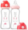YOHKOH Weithals-Babyflasche aus Glas, Anti-Colic Glas-Babyflaschensets mit Ultra Soft Silikon-Sauger, für Neugeborene Babys ab 1 Monat (Rot1, 260ml (2er Pack))