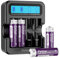 Rechargeable AA Lithium Batteries, High Capacity 3500mWh, Double A Rechargeable Battery, 1500 Cycles, 2-Hour Fast Charge, with 4-Slot LCD Charger, for Toys, Radio, Smoke Alarms, Camera (4 Pack)