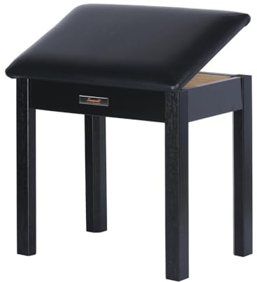 Sanpuli Solid Wood Piano Bench with Storage, Piano Stool and Padded Cushion, Keyboard Bench with Bookcase, Piano Chair and Piano Seat with High-Density Sponges.