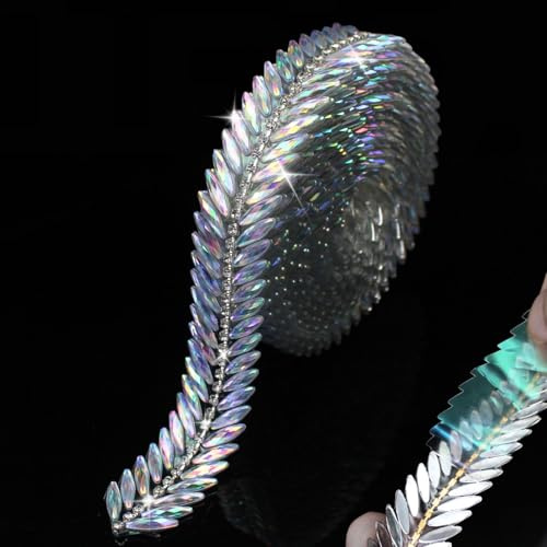 PEARLY JUN 2.7M Silber Kristall-Strass-Kette Zum Nähen von Strassband Zum Aufnähen Nähen Leder Schuhe Strasssteine Tassel Chain DIY Blumenstrauß Dekoration Kleidung Hochzeit Kopfbedeckung