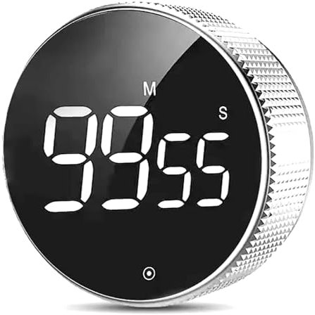 Temporizadores de Cocina Digitales - Temporizador magnético de Cuenta atrás Regresiva - para Huevos Hornear estudiar Fitness - Reloj cronómetro Pantalla LCD Color (Plata)