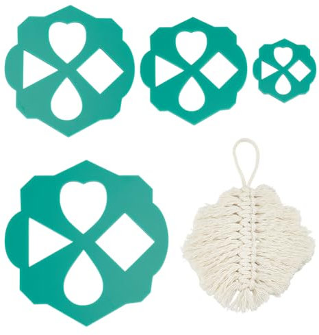BENECREAT 4 Pcs Acryl Makramee Schneiden Vorlage, 4 Größen Makramee schneiden Führungen, Blume Router Schablonen mit 4 durchbrochene Muster für Wand hängende DIY Kunsthandwerk machen